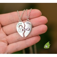 Кулон парный для влюбленных "I love you. Ключ с замком". Цена за 1 пару